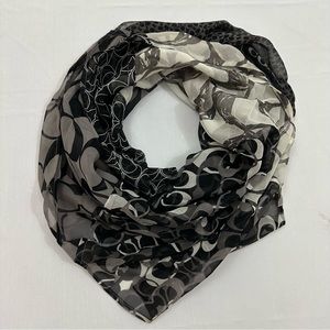 Coach square silk black and white bandana scarf